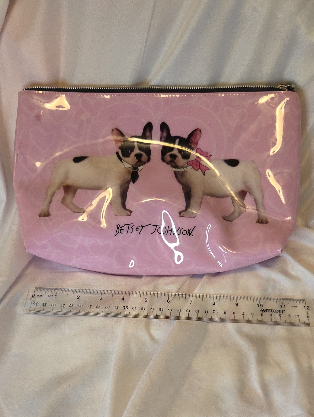 Betsey Johnson Pink French Bulldog Makeup Bag